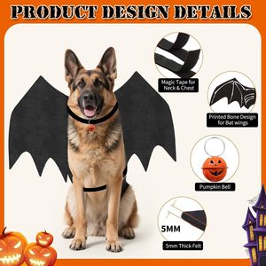 Poliéster Lujo Halloween Otros accesorios de ropa para mascotas Alas de murciélago negro Disfraz de perro Cosplay - Product Image 4
