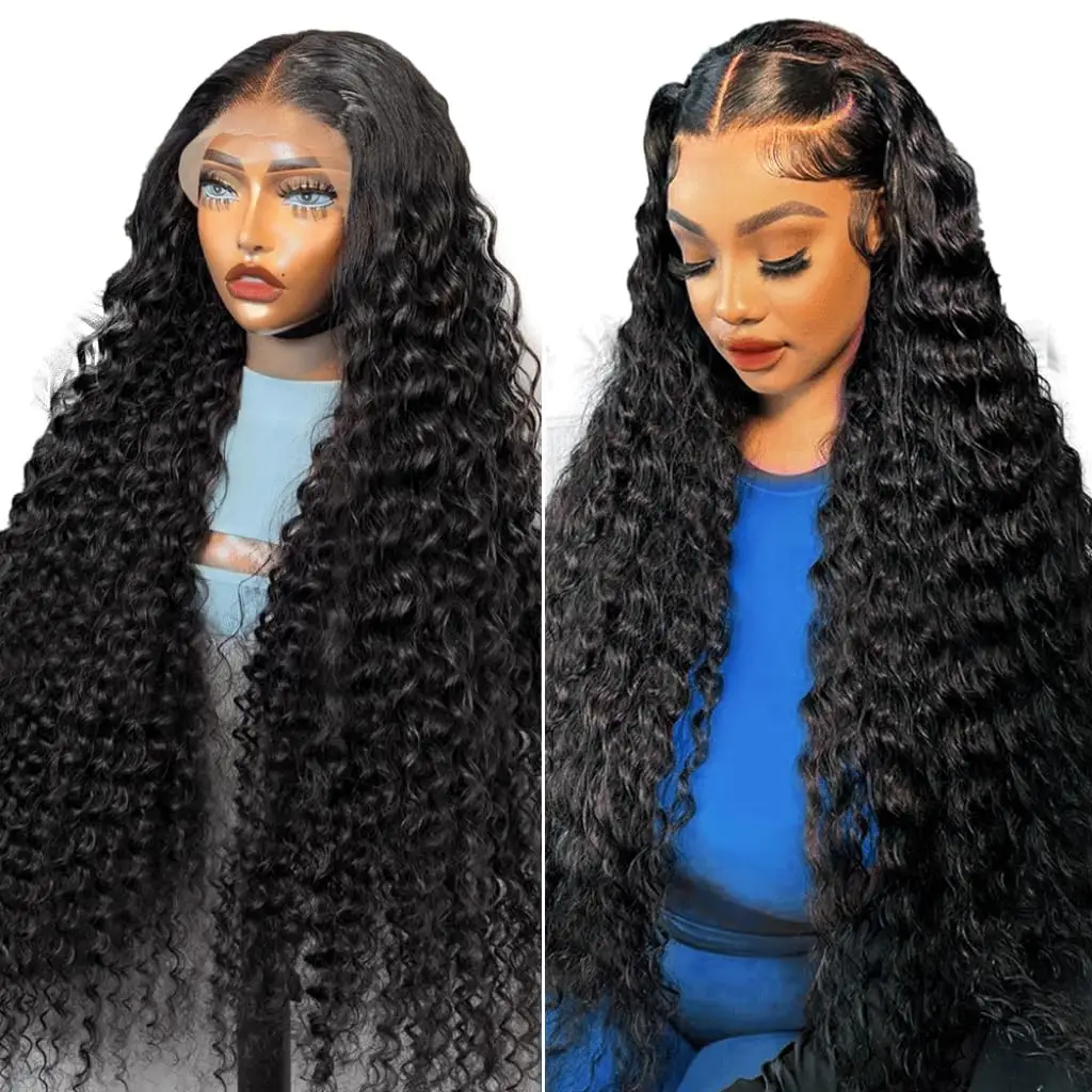 Vente en gros Deep Wave Lace Front perruque bouclée cheveux humains sans colle 13x4 Transparent Lace Frontal perruque pour femmes cheveux humains pré-plumés