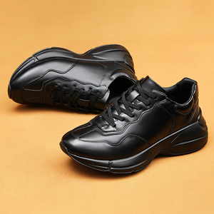 Zapatillas Casuales Ligeras de Piel Vacuna con Cordones para Hombre, Suela Gruesa - Product Image 3