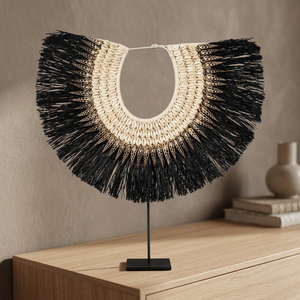 Collar de Borlas de Ratán Moderno, Decoración Artística para el Hogar, Ecológico, Duradero, Forma Redonda, Cuentas Negras, Decoración de Mesa para Sala de Estar - Product Image 3