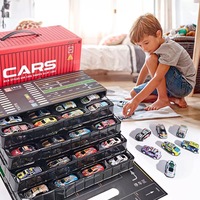 48 voitures miniatures en métal à rétrofriction avec boîte de rangement conteneur pour enfants, mini-véhicules de course, jouet de fête, mini-voiture en métal