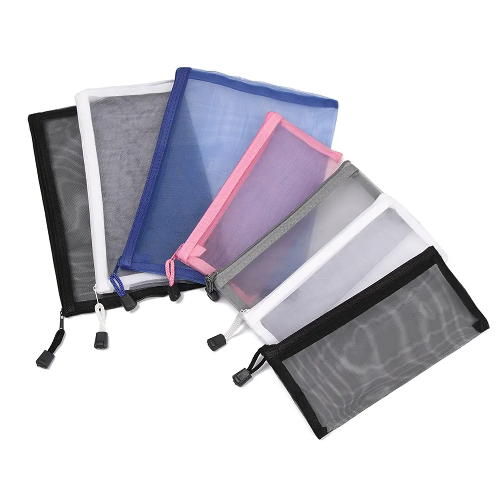 Wholesale OEM Mesh Makeup Bag Cosmetic Wash Bag Zipper Travel Toiletry Storage Pouch Organizer