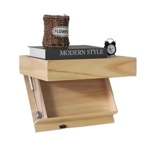 Wooden <b>Wall</b>-<b>Mounted</b> Storage Box Rectangle Natural Wood Color Covered Multi-Purpose Home Living Room <b>Shelf</b> - Product Image 5