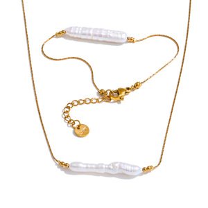 JINYOU 1555 Juego de Joyería de Acero Inoxidable Estilo Océano con Perlas Naturales, Collar con Colgante y Pulsera - Product Image 1