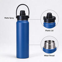 Bouteille d'eau sport isolée en acier inoxydable 304, anti-fuite, avec poignée, pour la course à pied