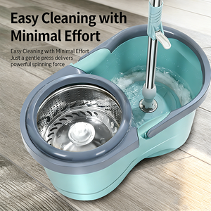 Mopa para el Hogar con Cubeta, de Uso Dual en Seco y Húmedo, para Limpiar Pisos de Madera en Sala de Estar y Baño, Mopa Giratoria Mágica de Microfibra - Product Image 1