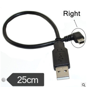 Cable de datos USB 2.0 de ángulo recto Mini 5p AM a Mini B de 25 cm para reproductor MP3 MP4 - Product Image 1