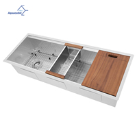 Évier de cuisine Aquacubic 45 pouces, grand évier encastré, acier inoxydable 16 gauge, cuve simple, fait main