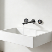 Robinet de lavabo mural moderne en chrome à 2 poignées, avec cartouche céramique et capteur tactile, pour salle de bain et cuisine