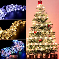 Guirlande lumineuse LED de Noël en forme de ruban, boîte cadeau, étanche, alimentée par piles, écologique, décoration d'ambiance ciel étoilé pour les pièces