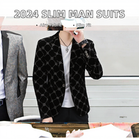 Jas Blazer Pria Slim Fit Kancing Satu Baris Profesional Kasual Bisnis untuk Kaum Muda dengan Penutup Celana Kancing