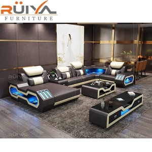 أريكة على شكل حرف U بتصميم ألماني عصري مع إضاءة LED ومشغل موسيقى - Product Image 4