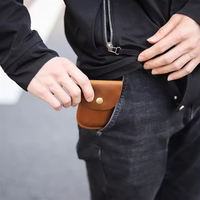 Dompet Koin Kulit Crazy Horse Custom Terlaris, Tempat Kartu Unisex Vintage, Tempat Uang Tunai Grosir