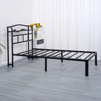 Neues Design Metallbettrahmen Eisenbettgestell Schmiedeeisernes Bett mit Ladeanschluss Stauraum am Kopfteil Quietschresistent