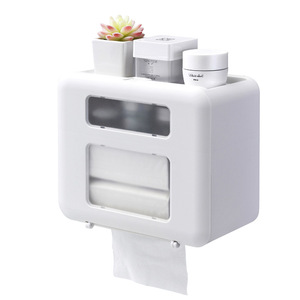 <b>Wall</b> Mounted Tissue <b>Box</b> Toilet Paper Holder Waterproof Rectangular Multipurpose Bathroom Storage White - Product Image 5