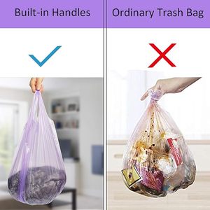 Bolsas de Basura Desechables de Plástico HDPE Tipo Camiseta, 14 Micras, Color Morado, Sellado Térmico, Tamaño y Color Personalizados, 150 Unidades - Product Image 4