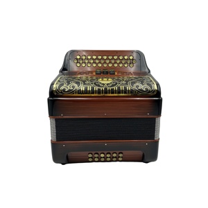 Accordéon Diatonique Professionnel SEASOUND 34 Boutons 12 Basses 3 Registres Corps en Bois Flamme Grille Noire et Dorée JB3412C - Product Image 3