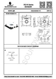 Sensor Resistivo Ultrafino RG16 de 16 mm, Resistencia de 10K, Montaje Superficial, Rango de Temperatura de -40 a 120 °C, Modelo NOX0X-VH1, Automotriz - Product Image 3
