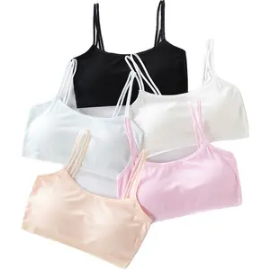Hot Popular Candy Color Pretty Little Girls Cotton Bra Underwear U Shape Push Up Thick Padded Teen Bra Girls for Wholesale