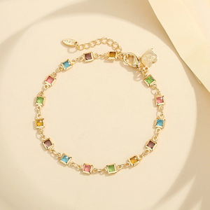 Nueva llegada multicolor arcoíris Zircon pulsera moda mujer Color caramelo joyería de mano joyería al por mayor - Product Image 6