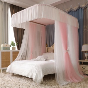 Riel de guía en forma de U telescópico de tres puertas pista Palacio piso princesa 1,5 m/1,8 m cama doble familia <span class=keywords><strong>mosquitera</strong></span> - Product Image 3