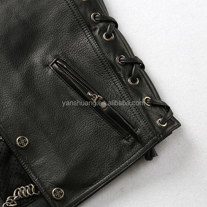 Gilet in vera pelle da motociclista quattro stagioni cappotto da esterno con catena in acciaio con giacche senza maniche da <span class=keywords><strong>uomo</strong></span> - Product Image 5