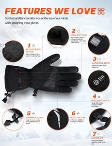 Gants chauffants pour hommes et femmes, gants de chauffage électrique à batterie rechargeable à écran tactile, gants pour la main <span class=keywords><strong>Raynaud</strong></span>'s Winter Work Ski - Product Image 5