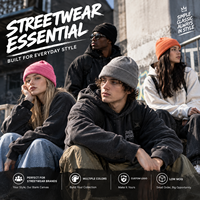 Vintage rib gebreide beanie met boord, wintermuts, streetwear, jaren 90, unisex, gebreide mutsen, blanco, direct leverbaar, pet