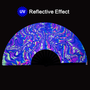 Abanico de Mano Plegable de Bambú Grande de 13 Pulgadas con Brillo UV para Fiestas Rave, Festivales, Discotecas, Baile EDM - Product Image 2