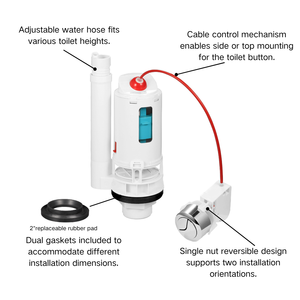 Válvula de Descarga Flexible para <span class=keywords><strong>Inodoro</strong></span> T0219TFK, Compatible con Juntas de 1.5" y 2", Altura Ajustable, Instalación Dual - Product Image 3