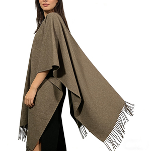 New Winter Warm Big Shawl Custom Design Solid Color Slit Simple Double-side Outwear Shawl Factory Wholesale Women <strong>Pashmina</strong> - Product Image 2