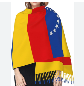 Bufanda de invierno para mujer con bandera de <span class=keywords><strong>la</strong></span> nación de Cabo Verde, manta suave y cálida, bufanda de Pashmina con flecos - Product Image 5