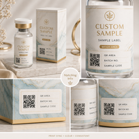 Étiquettes personnalisées pour flacons de peptides avec boîte, ensemble d'autocollants pour petits flacons, emballage pour échantillons cosmétiques, service d'impression OEM