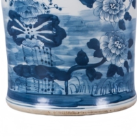 Vase en céramique chinoise vintage bleu et blanc à motif floral et d'animaux, avec bouton en forme de lion, peint à la main, pour décoration de mariage et de maison