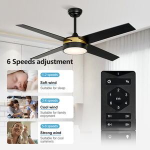 Hiện Đại Nội thất nhà ăn phòng khách màu đen 52 inch Đồng động cơ LED quạt trần ánh sáng với điều khiển từ xa - Product Image 3