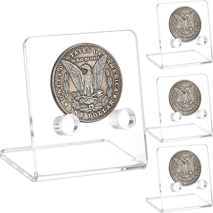 12 Pack Mini Clear Acrylic Easel Stands - Card Display Holders For Trading Cards, Photos, Coins & Medals