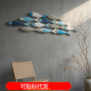 Mediterranean 3D Fish Wall Hanging Blue Wooden Handmade Home Decor <b>Ornament</b> - Product Image 5