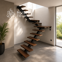 Moderne Innendesigner-Luxustreppe mit Original-Fabrikkontrakt und Technischem Entwurf, Mono-Stringer-Treppe