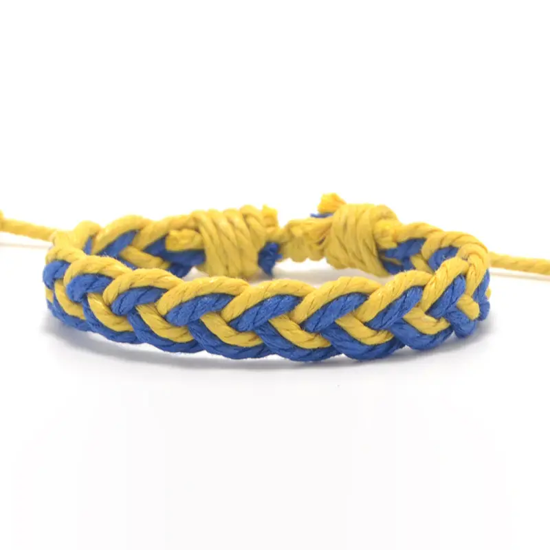 Bracelet classique avec drapeau d'ukraine jaune et bleu, fait à la main, corde réglable, bracelets de couleur drapeau d'ukraine, Bracelet pour hommes, vente en gros
