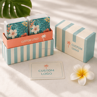 Cartes d'affirmation positives sur le thème de la plage tropicale avec logo personnalisé, ensemble double jeu, coffret cadeau de luxe