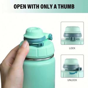 32oz 40oz BPA FREE 3Lids Double Wall Vacuum Flask Insulated Stainless Steel Bottle with Dust Proof Straw Handle Lid - Product Image 4
