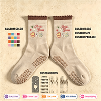 Chaussettes de yoga antidérapantes, chaussettes de Pilates antidérapantes, logo personnalisé brodé, respirantes, séchage rapide pour femmes, Barre Meias