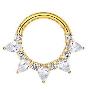 Piercing Stories ASTM F136 Titanium <b>Gold</b> Color Facing CZs <b>Nose</b> <b>Studs</b> Tragus Ring Body Piercing Jewelry - Product Image 2