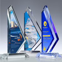 Trophée Plaque en Verre Cristal Grand Prix d'Honneur Impression UV Logo Gravé Texte Cadeaux d'Entreprise Souvenir pour Employés