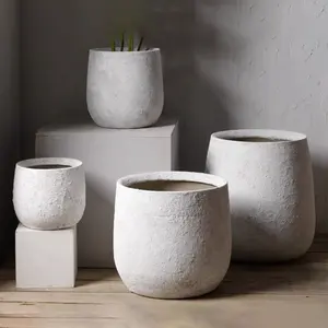 Rustic Style Indoor Outdoor Decoration Large Planter Pots Patio Garden Matte Concrete Flower Plant Pots