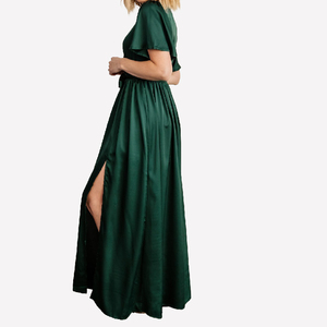 Abiti da <span class=keywords><strong>damigella</strong></span> d'onore eleganti con scollo a v e maniche svolazzanti <span class=keywords><strong>verde</strong></span> oliva - Product Image 4