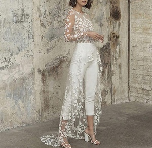 Liu Ming mode élégant Sexy femmes dentelle fête à manches longues <span class=keywords><strong>mariage</strong></span> longues barboteuses combishorts une pièce pantalon salopette - Product Image 5
