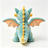 Peluche douce de dragon ailé bleu avec motifs étoiles, jouet en peluche personnalisé en gros