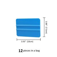 Raclette en vinyle 4 pouces pour voiture, grattoir à vinyle, applicateur de décalcomanies, outil de lissage de papier peint teinté avec bord en feutre de tissu noir-bleu