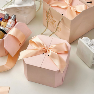 [Trong Kho] Sang Trọng <span class=keywords><strong>Handmade</strong></span> Lật Top Phân Hủy Sinh Học Ribbon Double-Cửa Bao Bì Giấy Hộp Quà Tặng Cho Gel Tắm Chăm Sóc Cơ Thể - Product Image 2